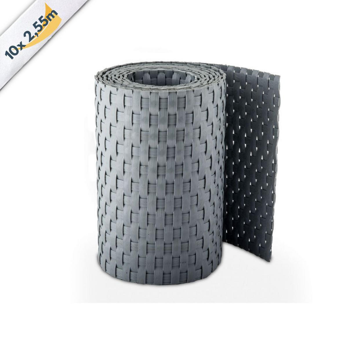 SICHTSCHUTZSTREIFEN Rattan für Doppelstabmatten UV-beständig Hellgrau 10x 2,55m - Hellgrau, Kunststoff (2550/19cm) - ZAUN|ZU