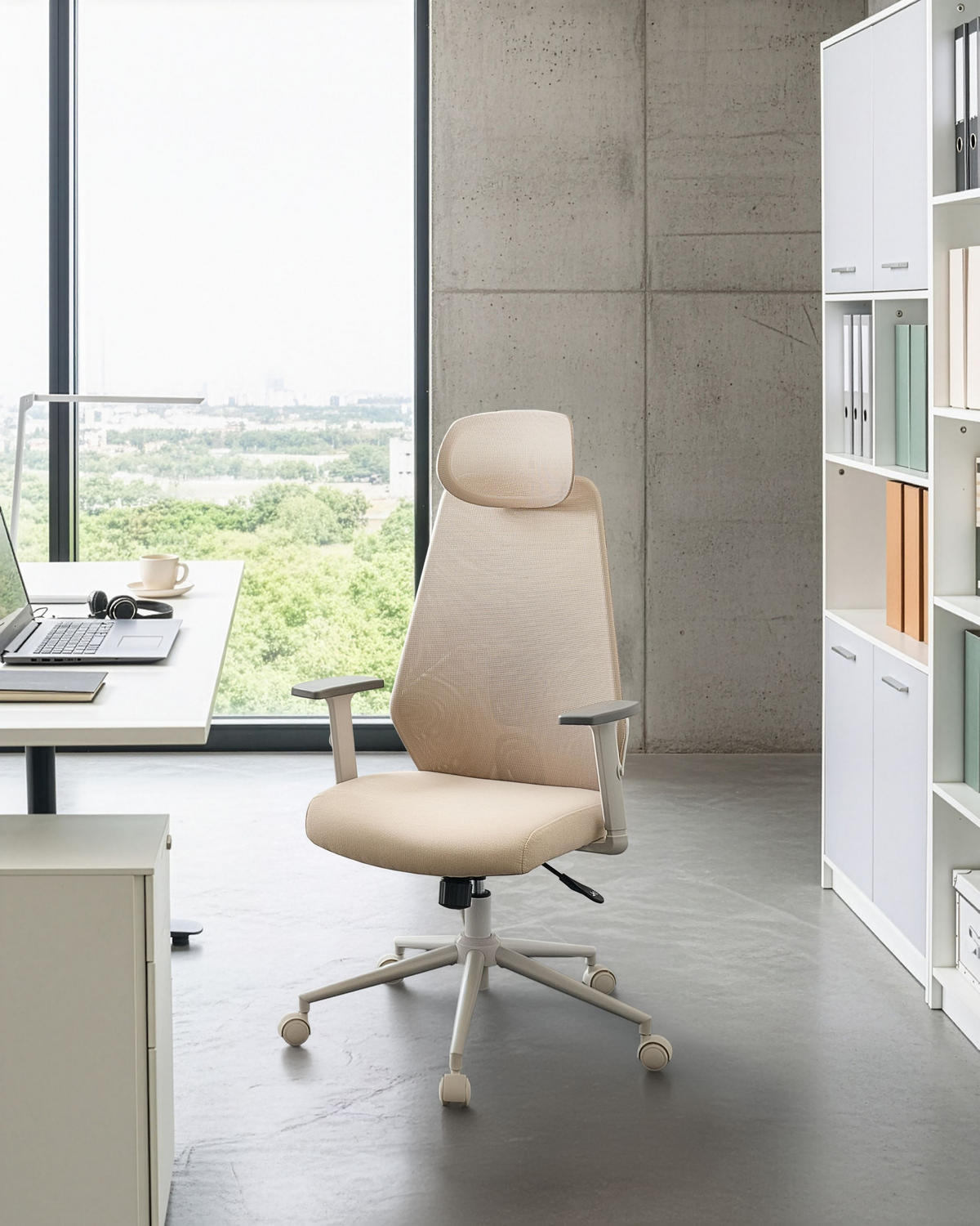 BÜROSTUHL Beige Oryn - Beige, Textil (71/111/65cm) - Beliani
