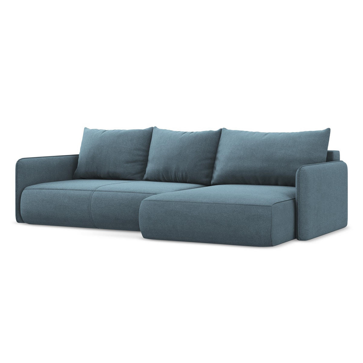 ECKSOFA mit Schlaffunktion Strukturstoff Stoff Blau - Blau/Schwarz, Kunststoff/Textil (240/148cm) - LaMiaSofa