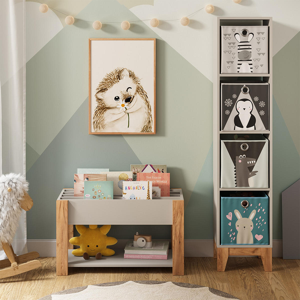 DĚTSKÁ POLICE Malia Kašmír/Řemeselné - kašmírová, kompozitní dřevo (80/46/37cm) - VitaliSpa