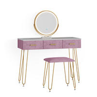 SCHMINKTISCH Layla Rosa 100 cm mit LED Beleuchtung und Hocker - Pink, Holzwerkstoff (100/79/40cm) - Vicco