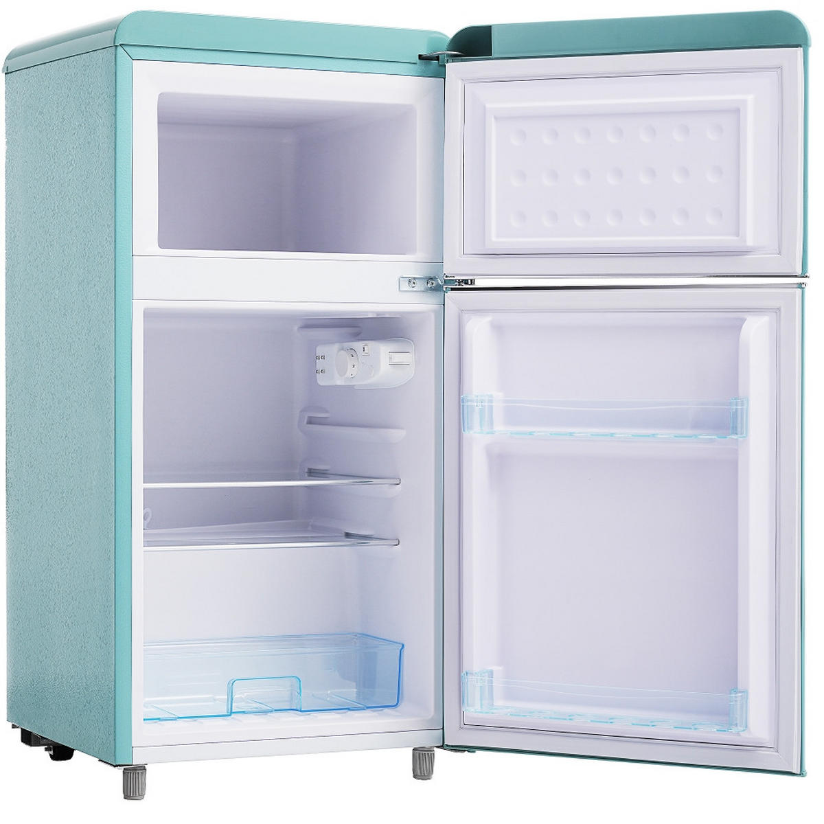 KÜHL-GEFRIER-KOMBINATION MIT GEFRIERFACH, Doppeltür, Cyan, 46/89/45 cm - Türkis, Metall (51/50/95.8cm) - Rolipo