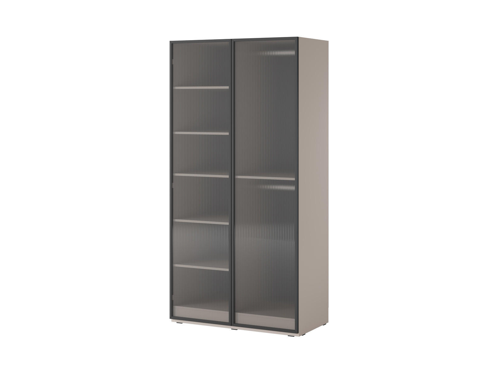 KLEIDERSCHRANK ZEN (Modular, Cashmere Matt, Geriffeltes Glas Flutes, 2-türig) - Kaschmir/Schwarz, Holz/Holzwerkstoff (101/200/51cm) - Ravio