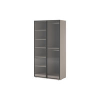 KLEIDERSCHRANK ZEN (Modular, Cashmere Matt, Geriffeltes Glas Flutes, 2-türig) - Kaschmir/Schwarz, Holz/Holzwerkstoff (101/200/51cm) - Ravio