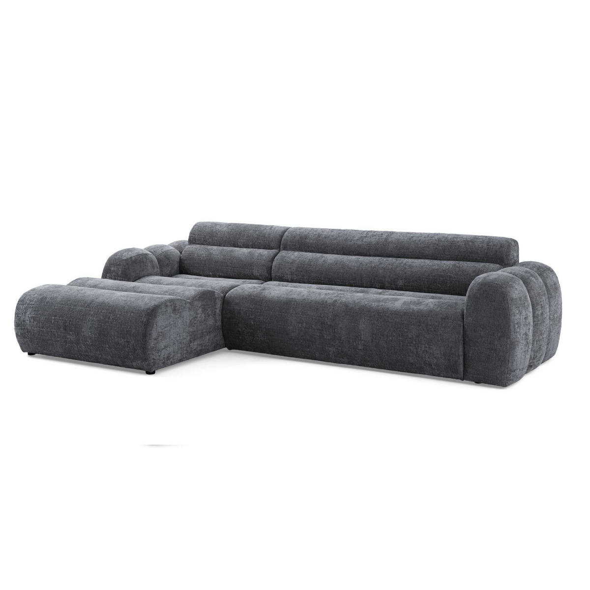 4-SITZER modulares Ecksofa VEER SET 1 Links, 298 x 175 cm, Chenille Webstoff Dunkelgrau - Dunkelgrau/Schwarz, Holz/Kunststoff (298/175cm) - Muffo