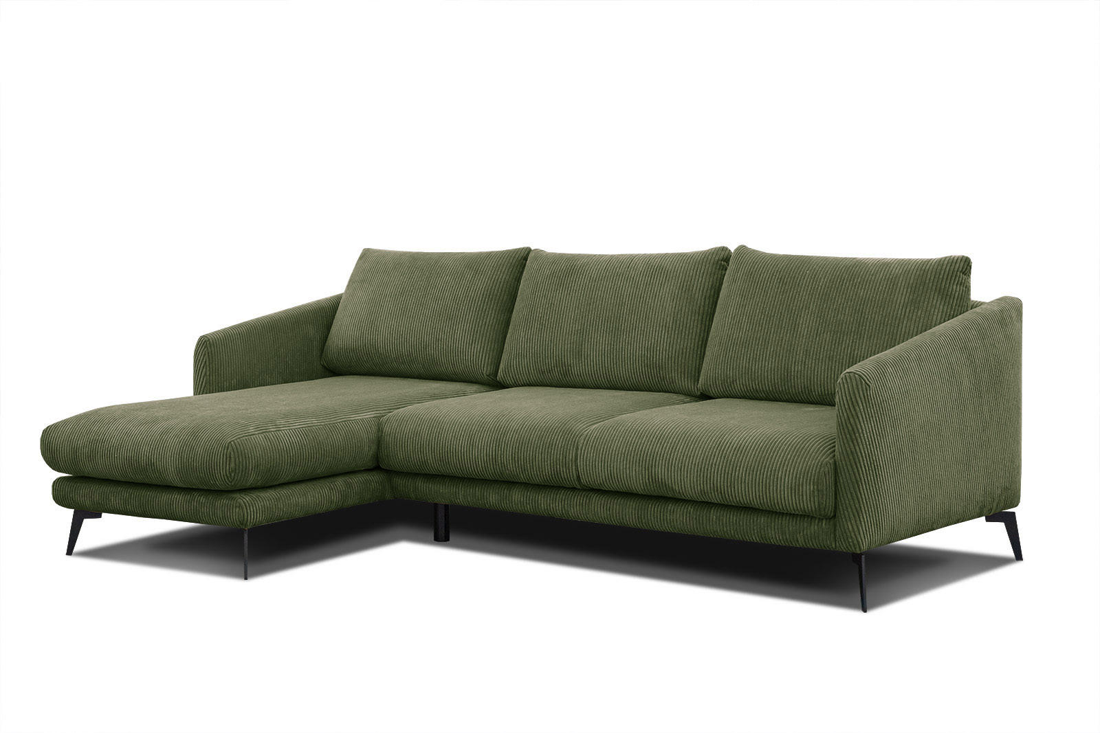 ECKSOFA VILT 4-Sitzer, olivgrün - Schwarz/Olivgrün, Holzwerkstoff/Textil (156/255cm) - Courtois Laville