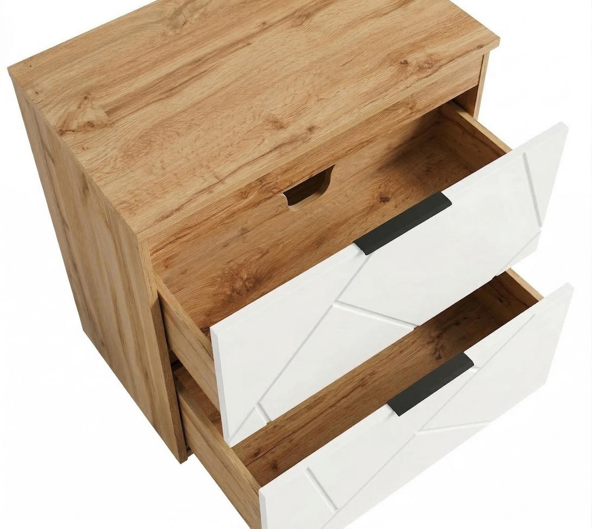 WASCHBECKENUNTERSCHRANK Manello 2 Schubladen Eiche mit Matt Weiß - 60 x 46 x 58 cm - Eichefarben/Weiß, Holz (60/58/46cm) - Badplaats