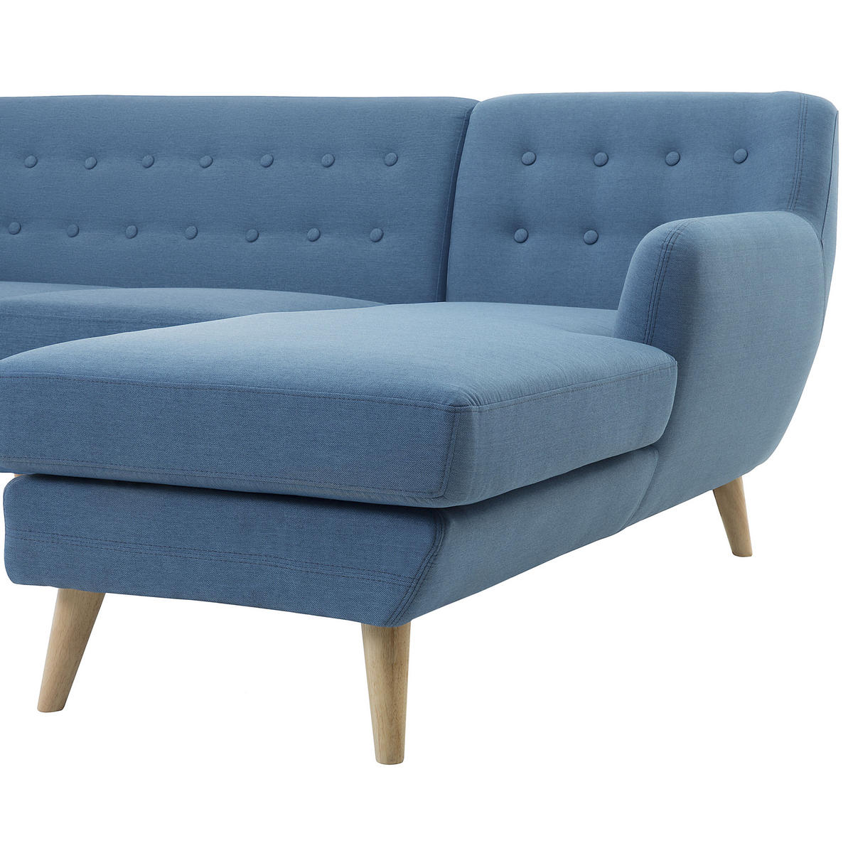 3-SITZER-ECKSOFA Polyester Blau rechtsseitig Motala - Blau, Textil (176/138cm) - Beliani