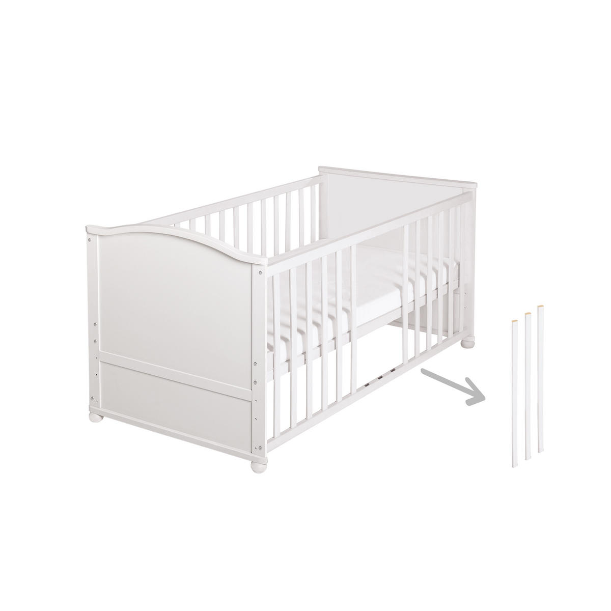BABYBETT Hase 70 x 140 cm weiß - Weiß, Holzwerkstoff (70/140cm) - Roba