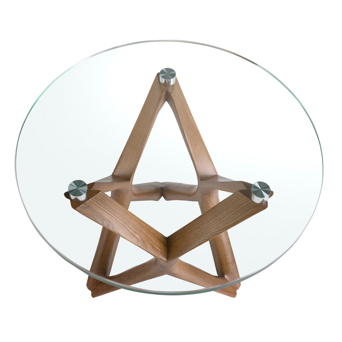 BEISTELLTISCH rund Glas | Walnuss 50/50/41 cm - Transparent/Walnussfarben, Glas (50/50/41cm) - ANGEL CERDA