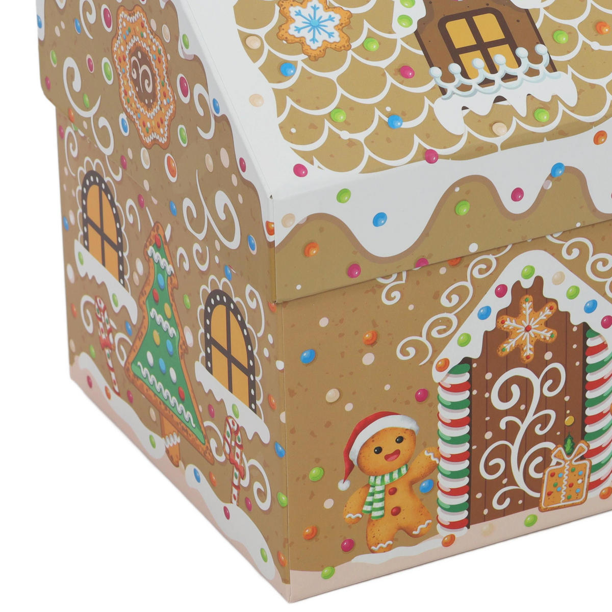 GESCHENKBOXEN Weihnachtshäuschen 2 Stk. - Hellbraun, Papier (15.3/19/15.3cm) - Home Styling Collection