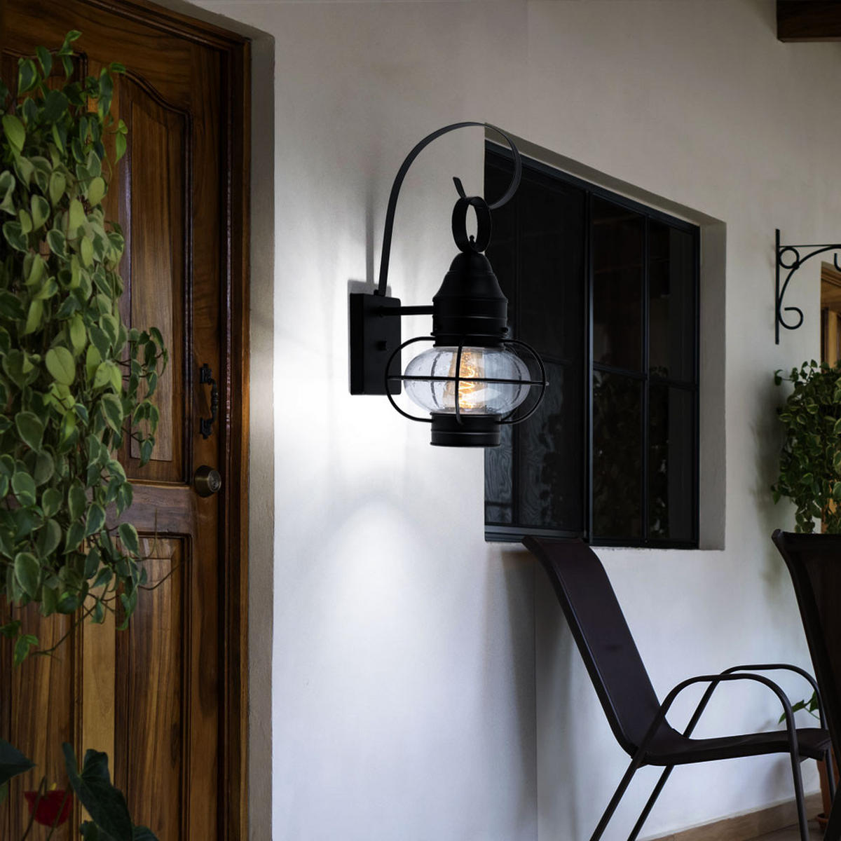 GARTENLEUCHTE Stahl Schwarz Glasschirm - Schwarz, Glas (27.3/22.9/44.8cm)