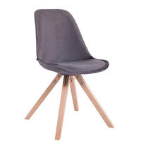 STUHL Samt dunkelgrau - Eukalyptusholzfarben/Dunkelgrau, Holz/Textil (48/84/56cm) - CLP