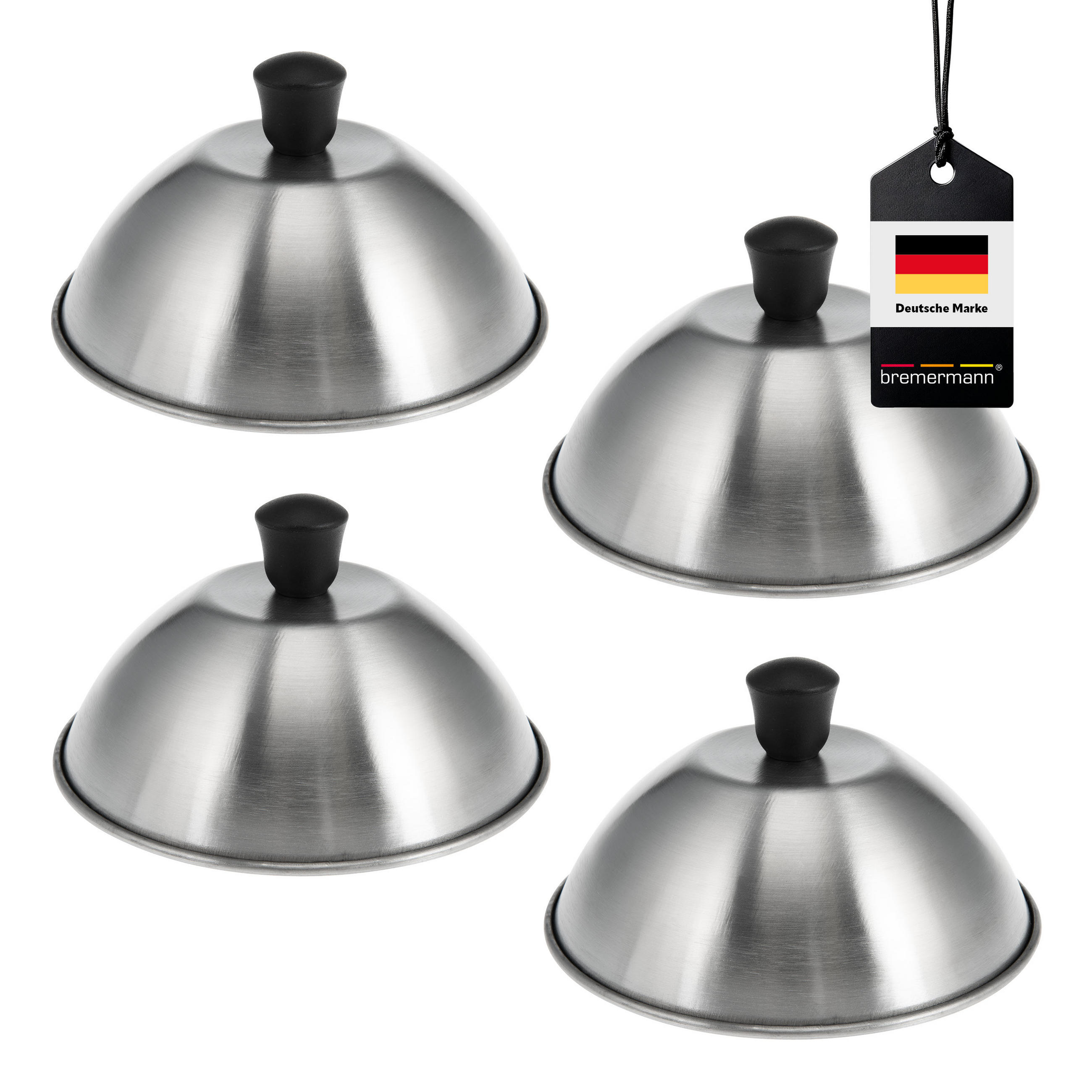 BURGERHAUBEN-SET, silber, Edelstahl, Kunststoff - Edelstahlfarben, Metall (16/9/16cm) - bremermann
