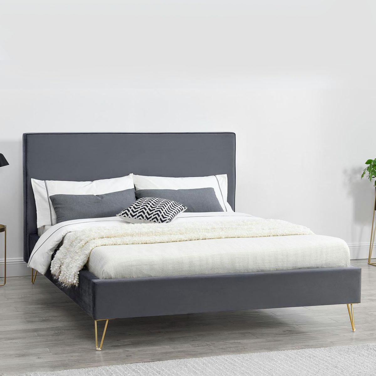 BETT Riverside Grau 140 x 190 cm - Grau, Holz (140/190cm) - Concept Usine