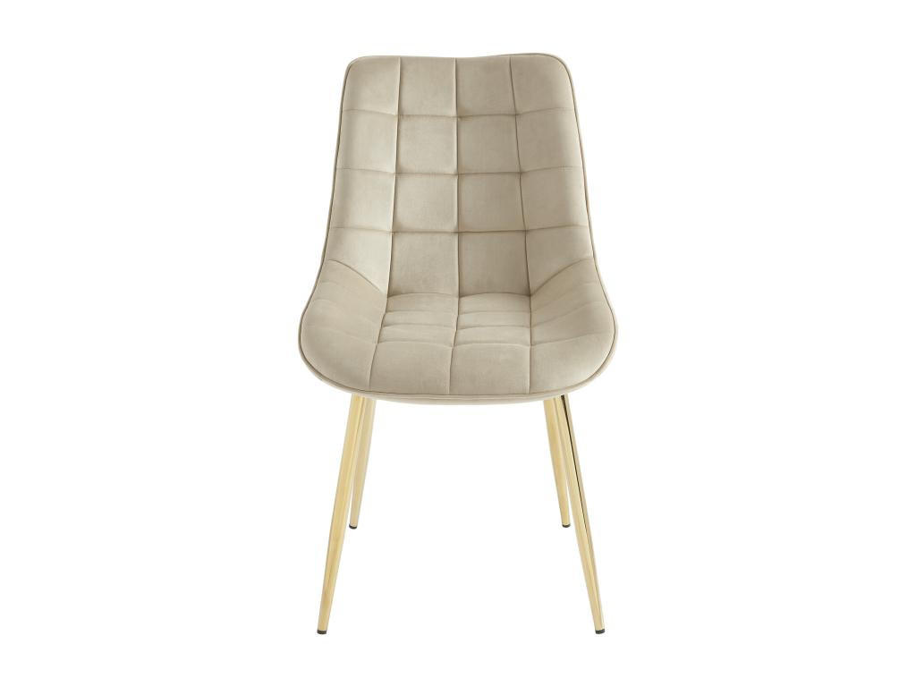 POLSTERSTUHL 2er-Set - Samt & goldfarbenes Metall - Beige - OLLUA - Beige, Textil (60/87/49.5cm) - Vente-Unique