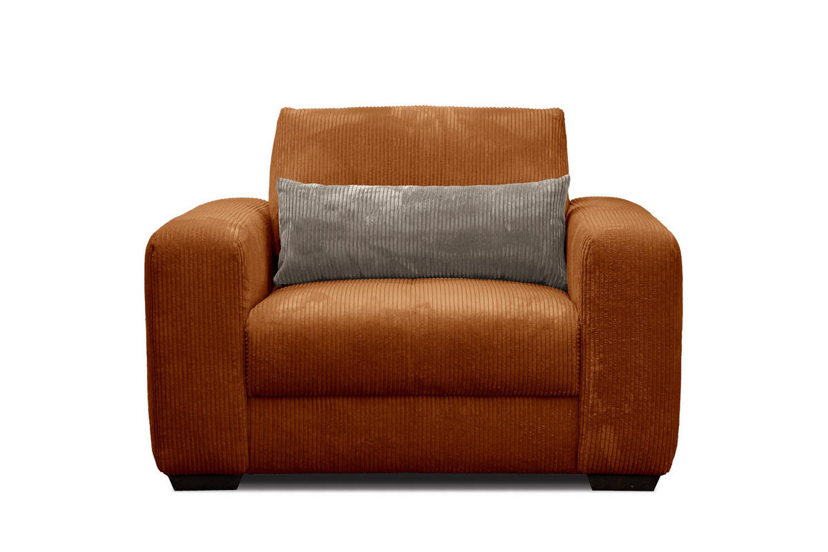 SESSEL OLI in Cordstoff orange - Orange, Holz/Textil (130/91/108cm) - Courtois Laville