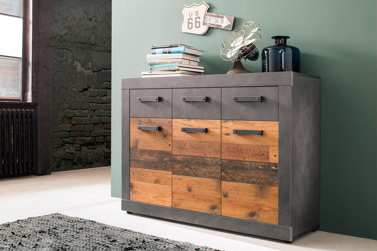 KOMMODE Grau - Grau, Holzwerkstoff (117/86/37cm) - ebuy24