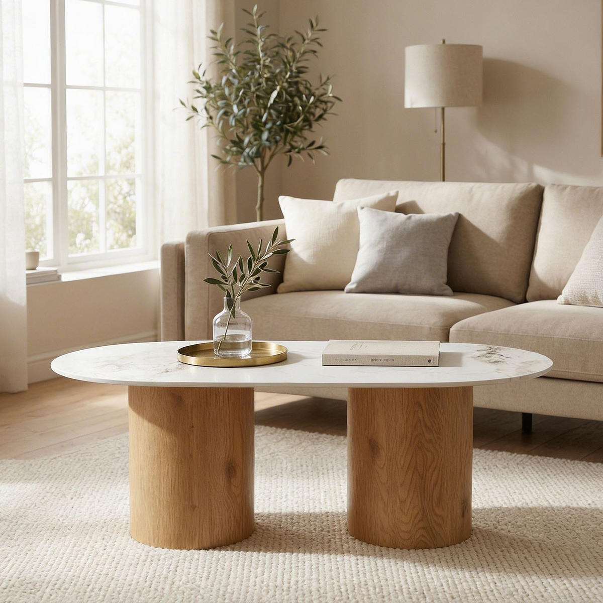 COUCHTISCH REALM Marmor weiß - Weiß, Holzwerkstoff (60/120/45cm) - IDIMEX