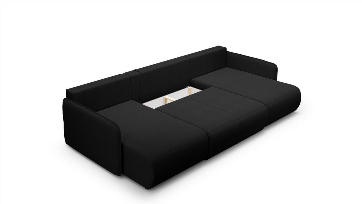 WOHNLANDSCHAFT Calgary - Schwarz, Holzwerkstoff/Textil (290/86/148cm) - Fun Möbel