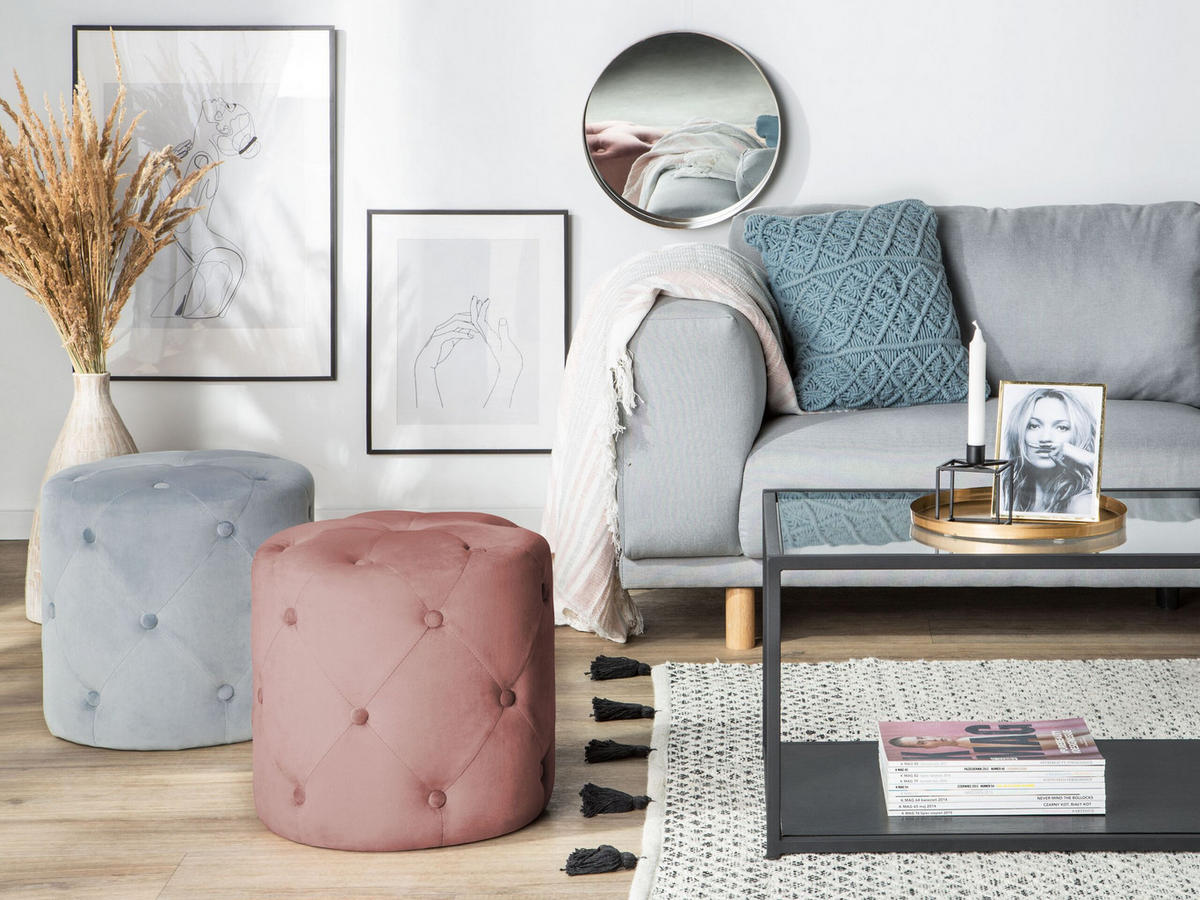 POUF Corolla 40/40/40 cm - Pink, Textil (40/40/40cm) - Beliani