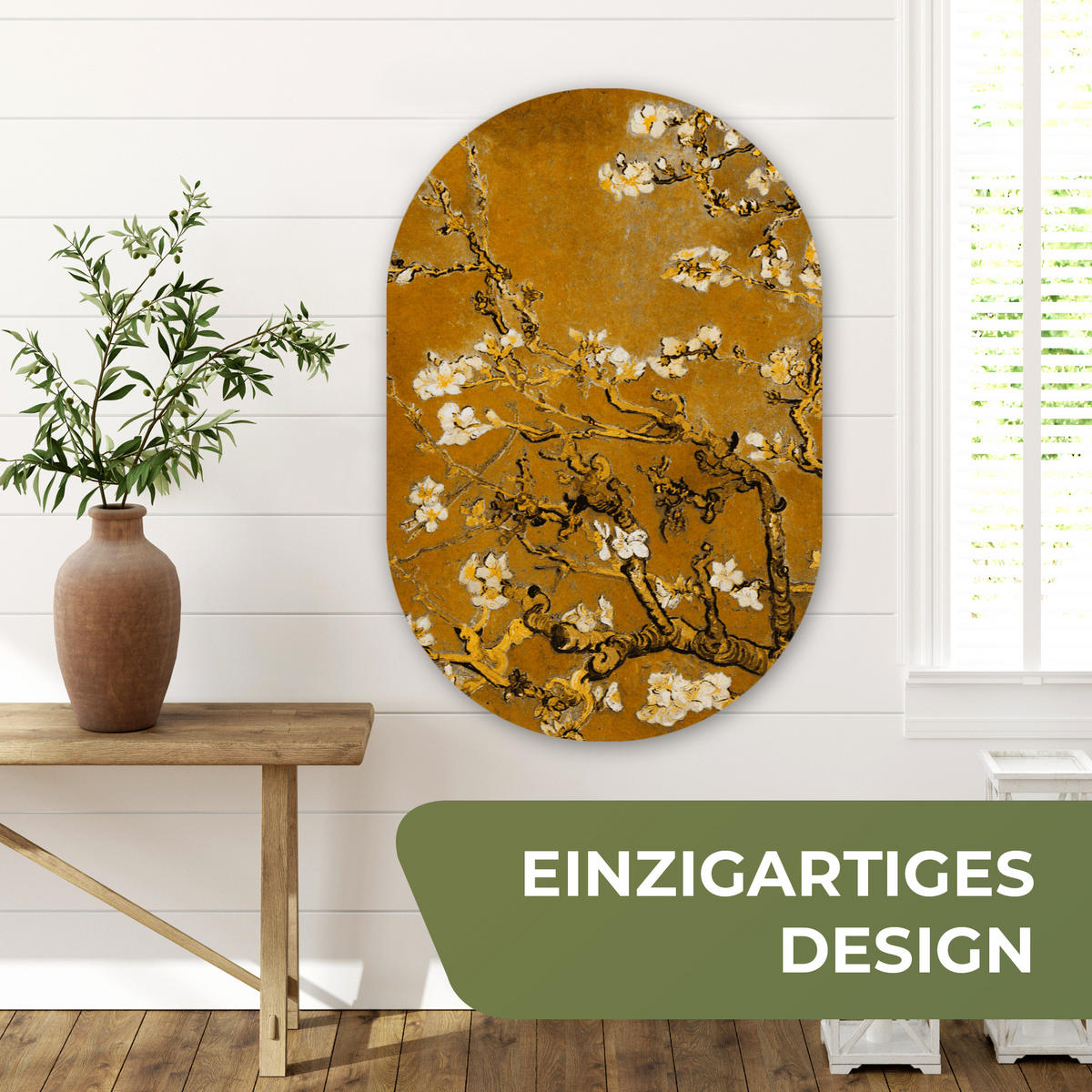 WANDBILD Mandelblüte - Kunst - Van Gogh - Gold 60x90 cm - Wengefarben, Kunststoff (60/90cm) - MuchoWow