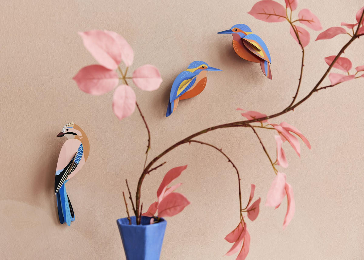 WANDDEKO Eisvogel-Duo 3.5/6 cm - Multicolor, Wellpappe (3.5/6/15cm) - KUNSTLOFT