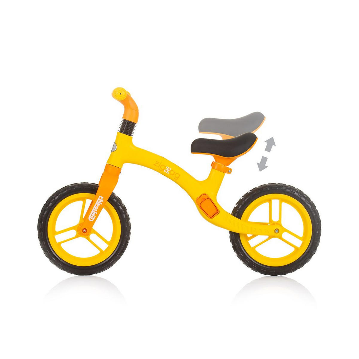 LAUFRAD Zig Zag 12 Zoll gelb Sitz höhenverstellbar EVA-Reifen ab 3 Jahren - Gelb, Kunststoff (87/35/56cm) - Chipolino