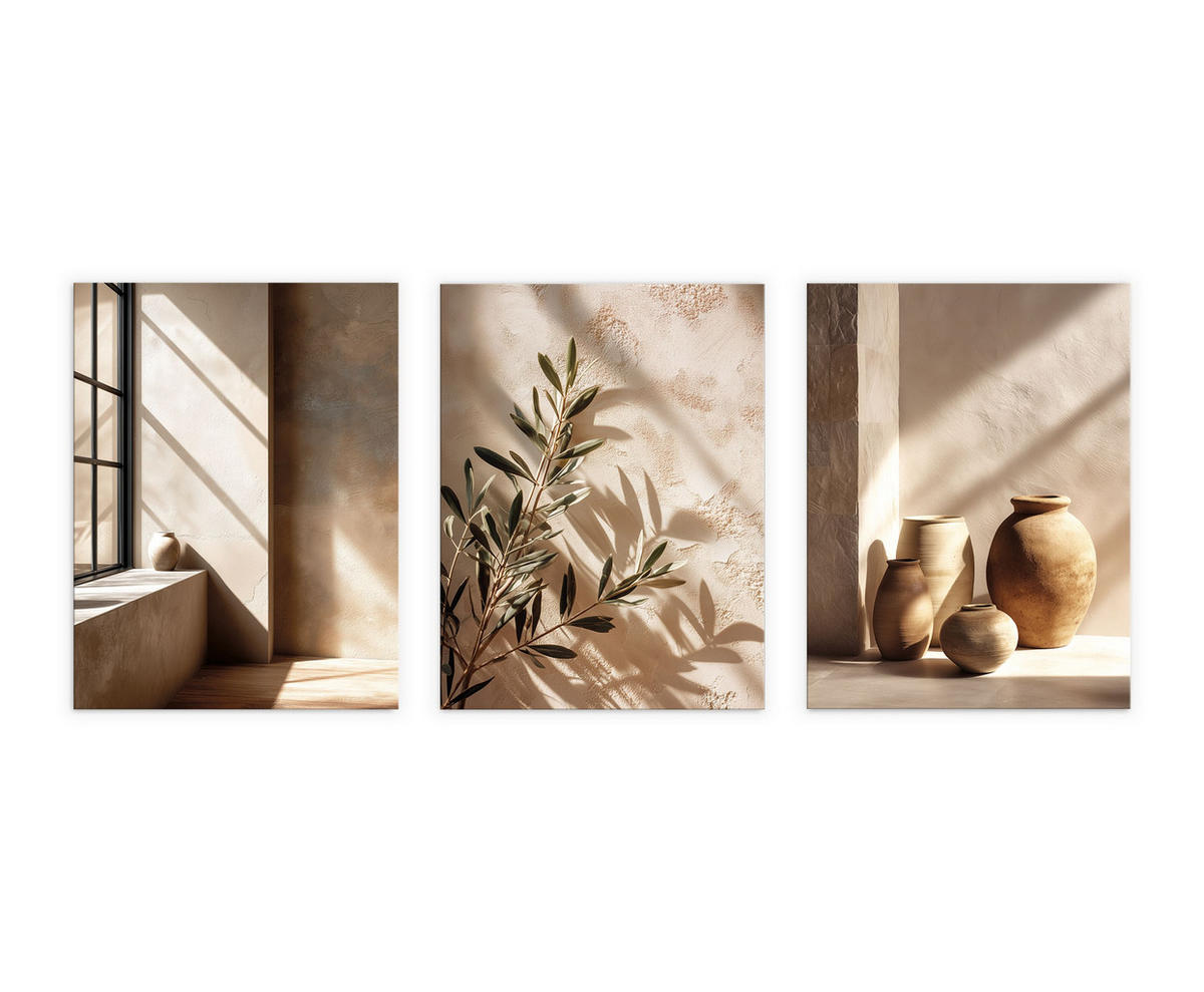BILDERSET 3er-Set 30x40 cm Stillleben beige braun - Beige, Kunststoff (30/40cm) - artissimo