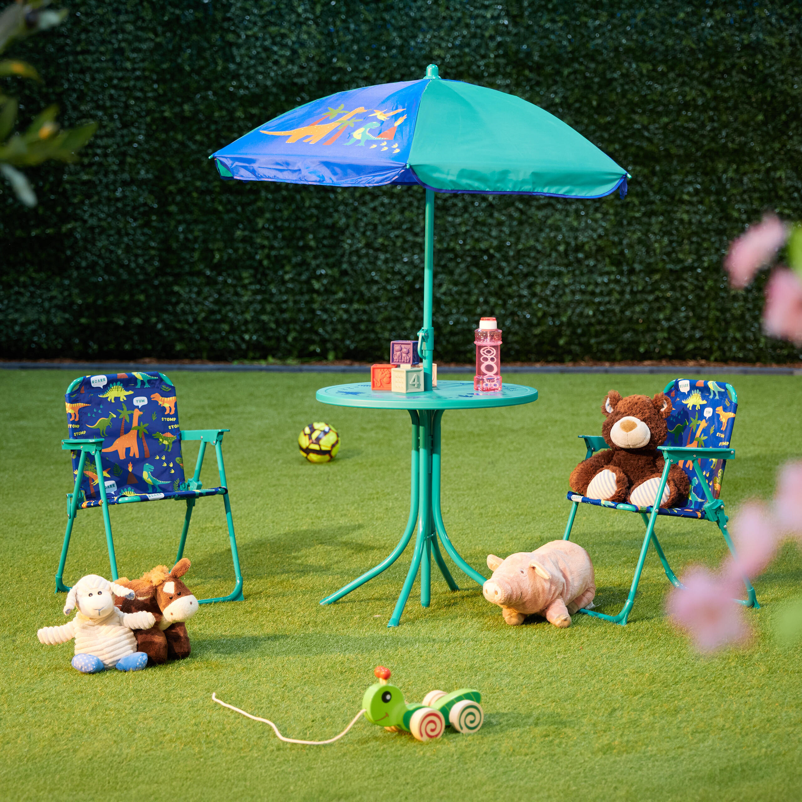 CAMPING-KINDERSITZGRUPPE - Türkis, Kunststoff/Textil - Relaxdays