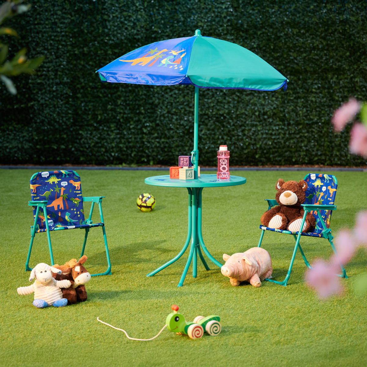 CAMPING-KINDERSITZGRUPPE - Türkis, Kunststoff/Textil - Relaxdays