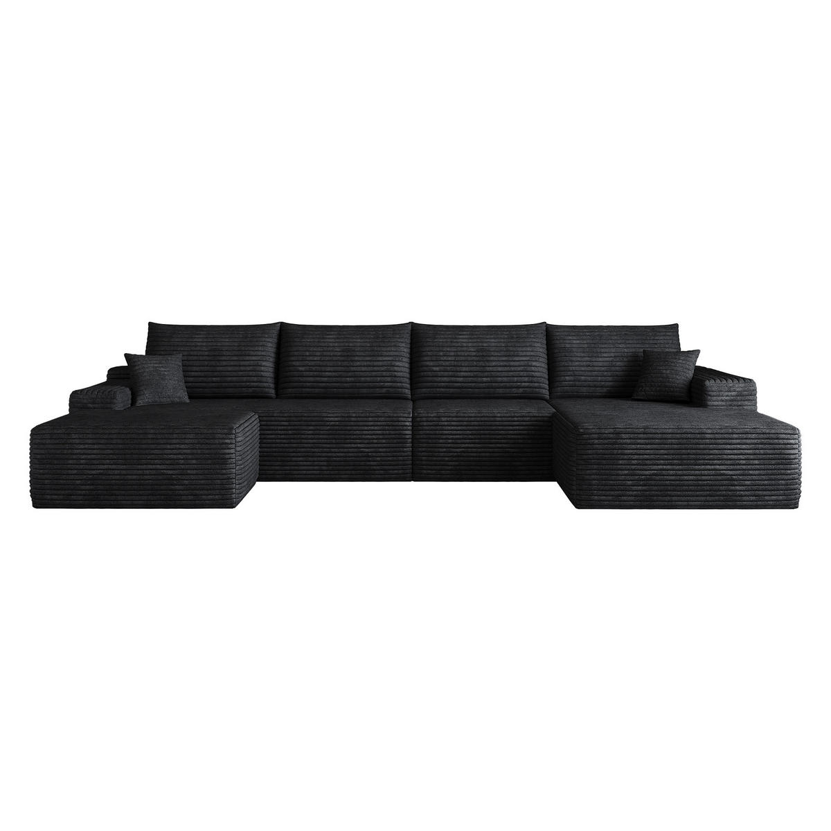 WOHNLANDSCHAFT DE-34857 U-Form 3-Sitzer Chaiselongue rechts Schwarz - Schwarz, Textil (175/83/270cm) - ComfortXL