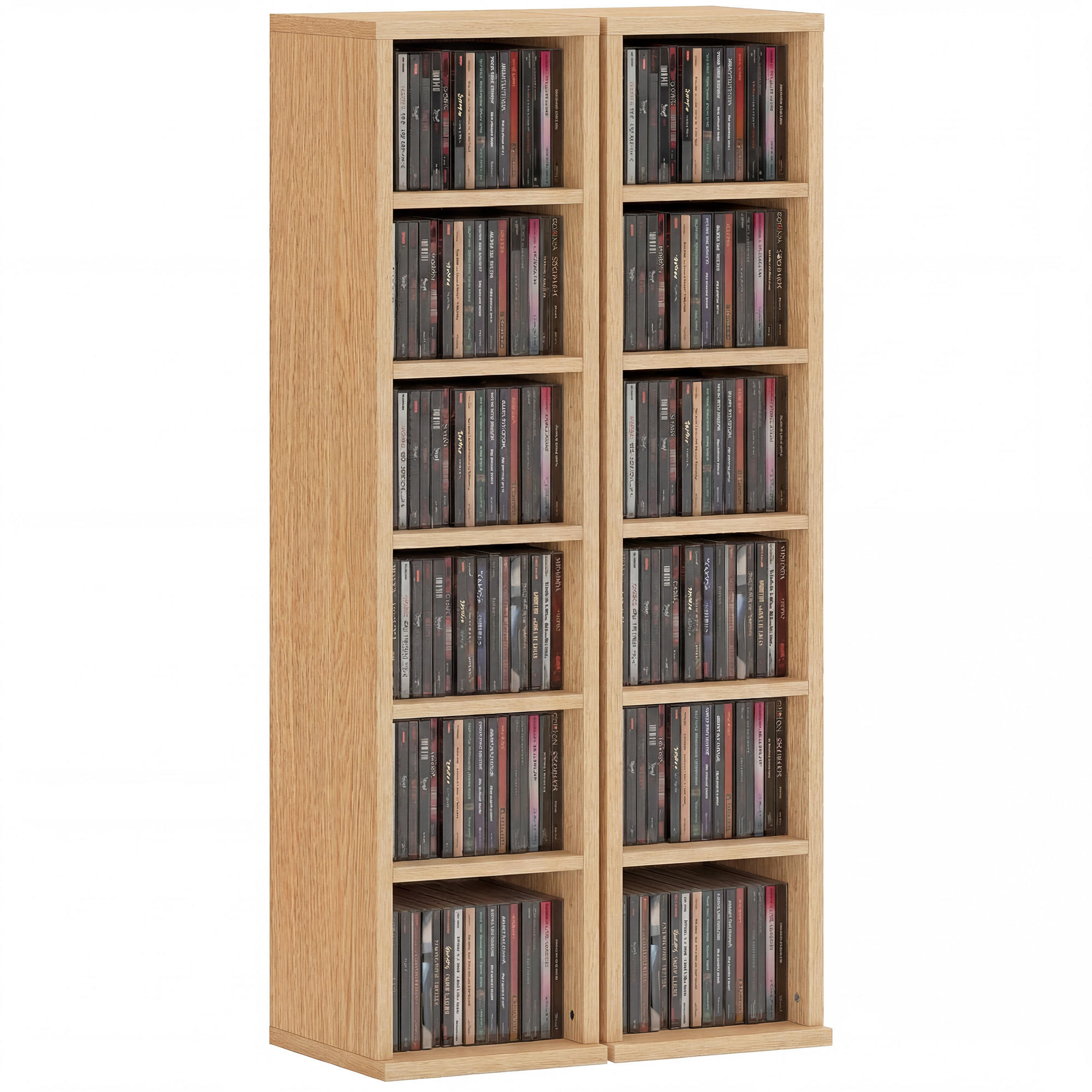 CD-REGAL 2er-Set DE-14533 12 Fächer, schmal Naturholz - Naturfarben, Holzwerkstoff (22.5/88.5/21cm) - ComfortXL