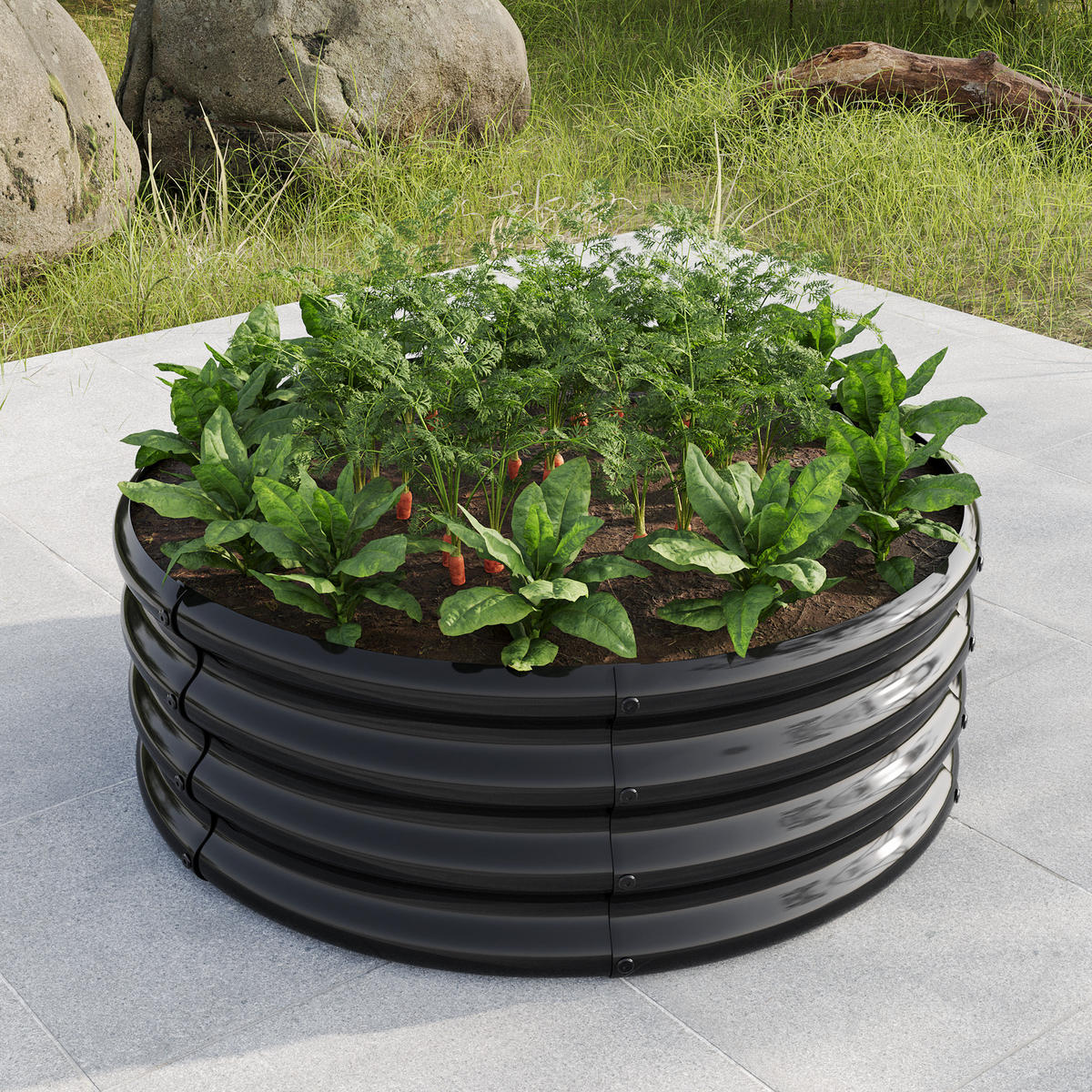HOCHBEET 81.5/81.5/13 cm Schwarz - Schwarz, Metall (80/30/80cm) - Oxeza