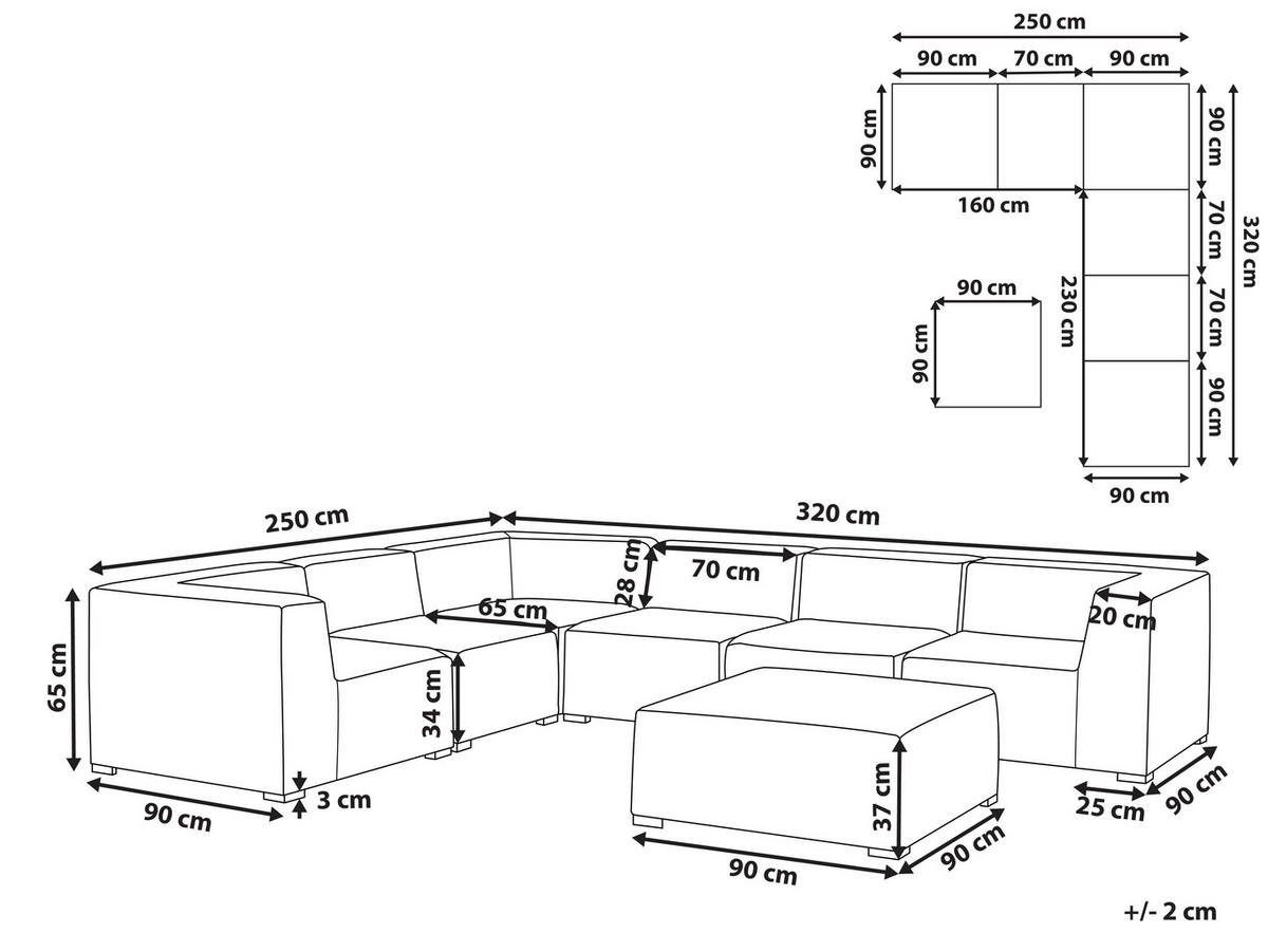 LOUNGE SET 7-Sitzer beige linksseitig modular Arezzo - Beige, Textil - Beliani