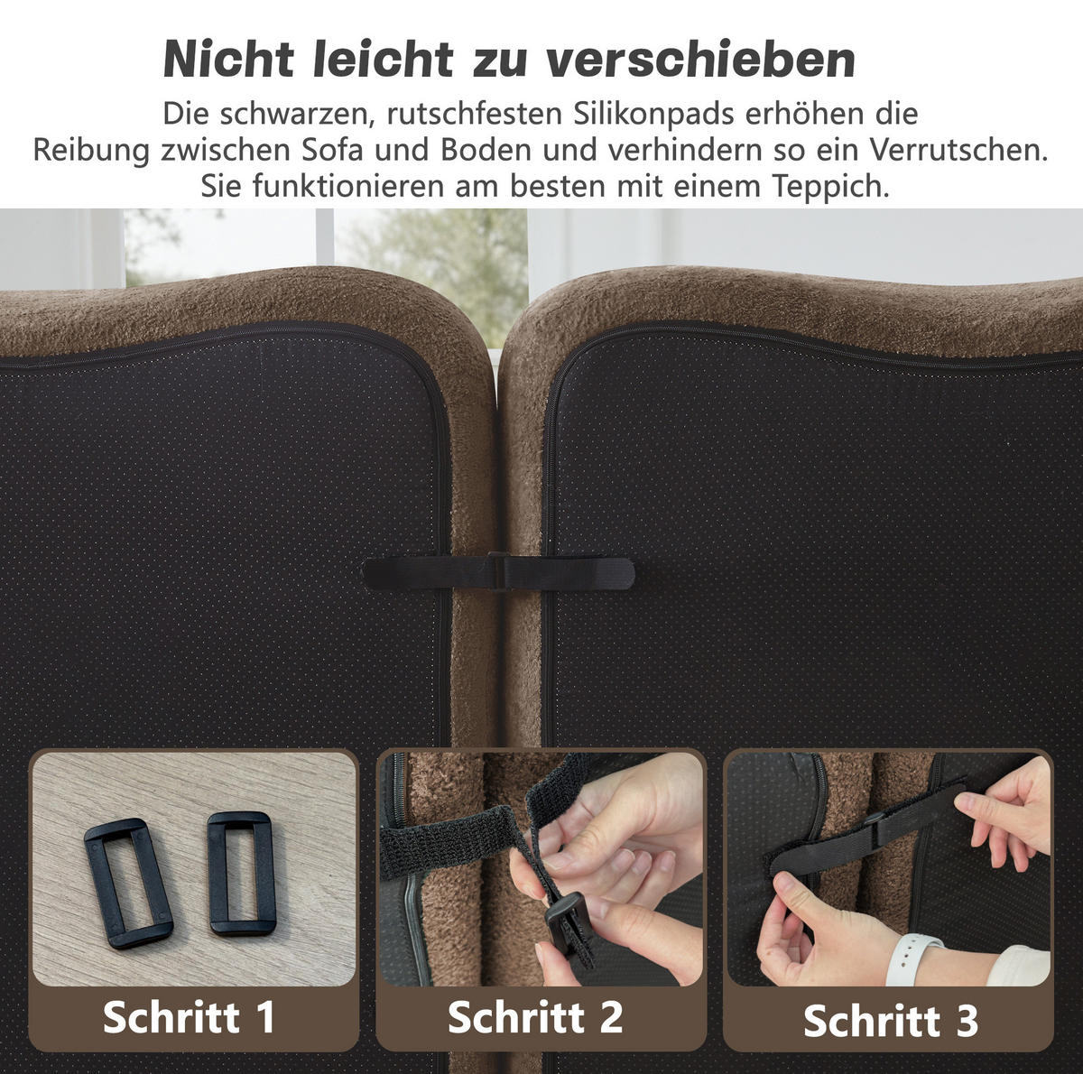 ECKSOFA 384/167/70m 4-Sitzer braun aus Samt modular mit Ottoman - Braun, Textil (167/384cm) - OKWISH