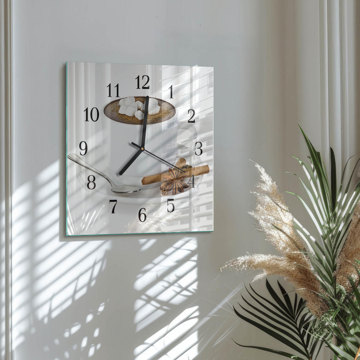 WANDUHR 30x30 cm - Schokolade - Weiß, Glas (30/30/0.4cm) - TULUP