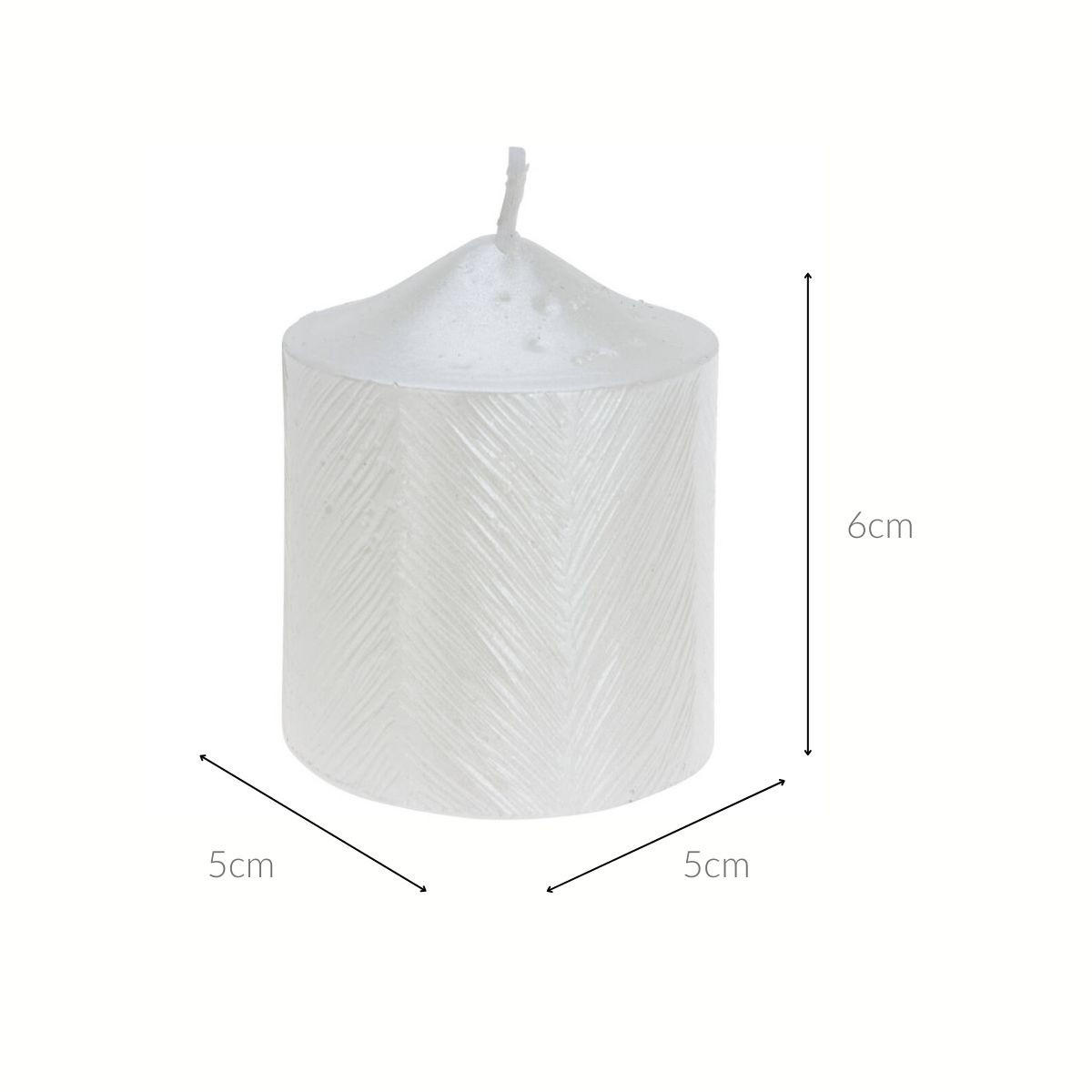 DEKORATIVE KERZE Metallmuster 5/6 cm - Weiß, Paraffin (5/6/5cm) - Home Styling Collection