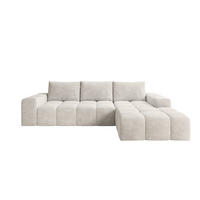 ECKSOFA Cento, L-Form, Ottomane Rechts, Cordstoff, 285x56x180 cm, Beige - Beige, Holz (285/180cm) - PROMETO Möbel