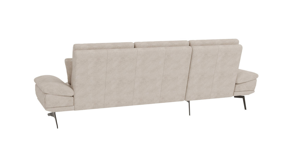ECKSOFA Loris Beige Samt - Ottomane links - Beige/Schwarz, Holz/Textil (294/175cm) - S-Style Möbel