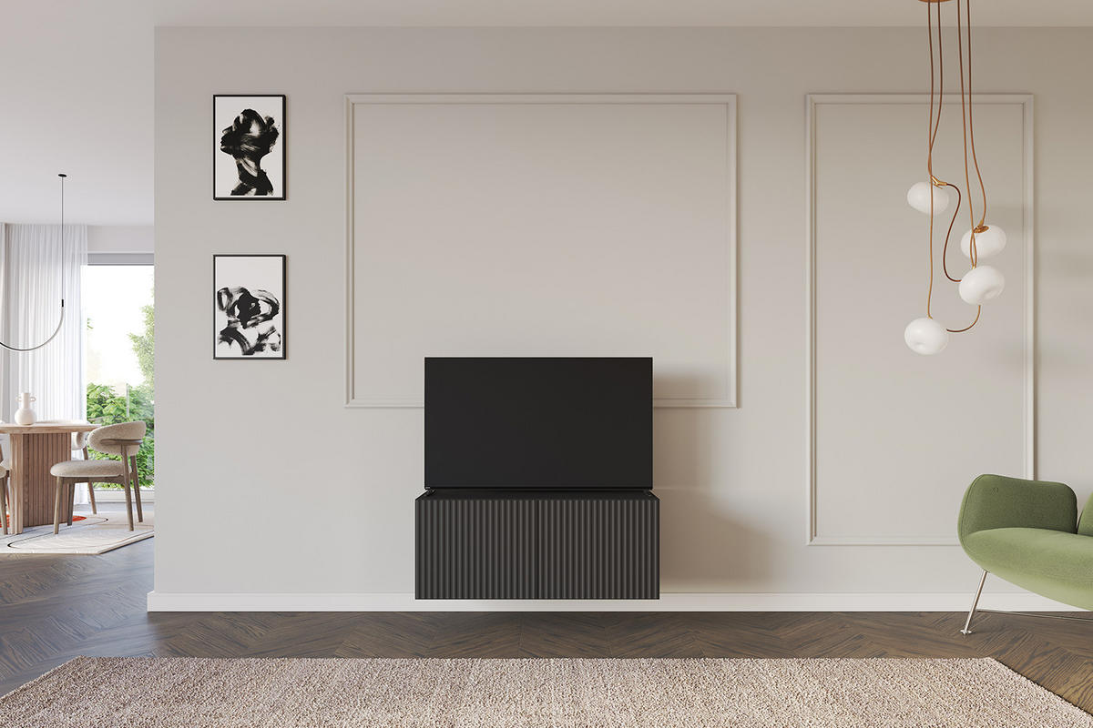 LOWBOARD NOA-2-W 100x40x41 cm - Schwarz - Schwarz, Holzwerkstoff (100/40/41cm) - ALTDECOR