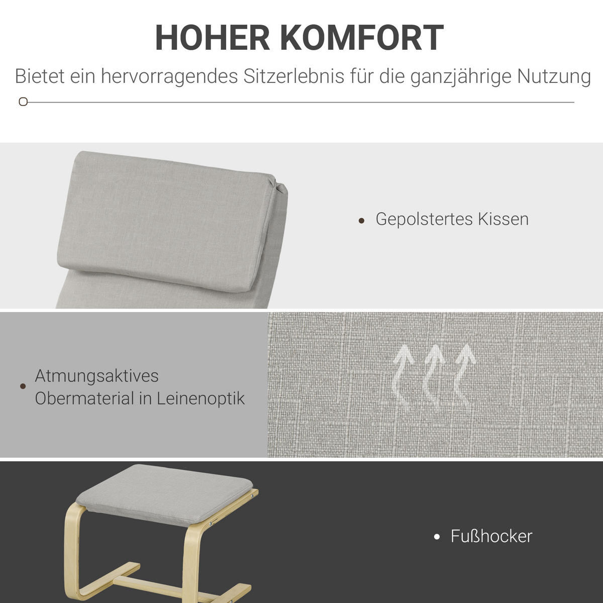RELAXSESSELSET Hellgrau - Hellgrau, Kunststoff (80/99/66.5cm) - HOMCOM