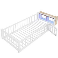 METALLBETT 90/200 cm Weiß mit Ablagefächern und LED-Streifenleuchten - Weiß, Metall (90/200cm) - Oxeza