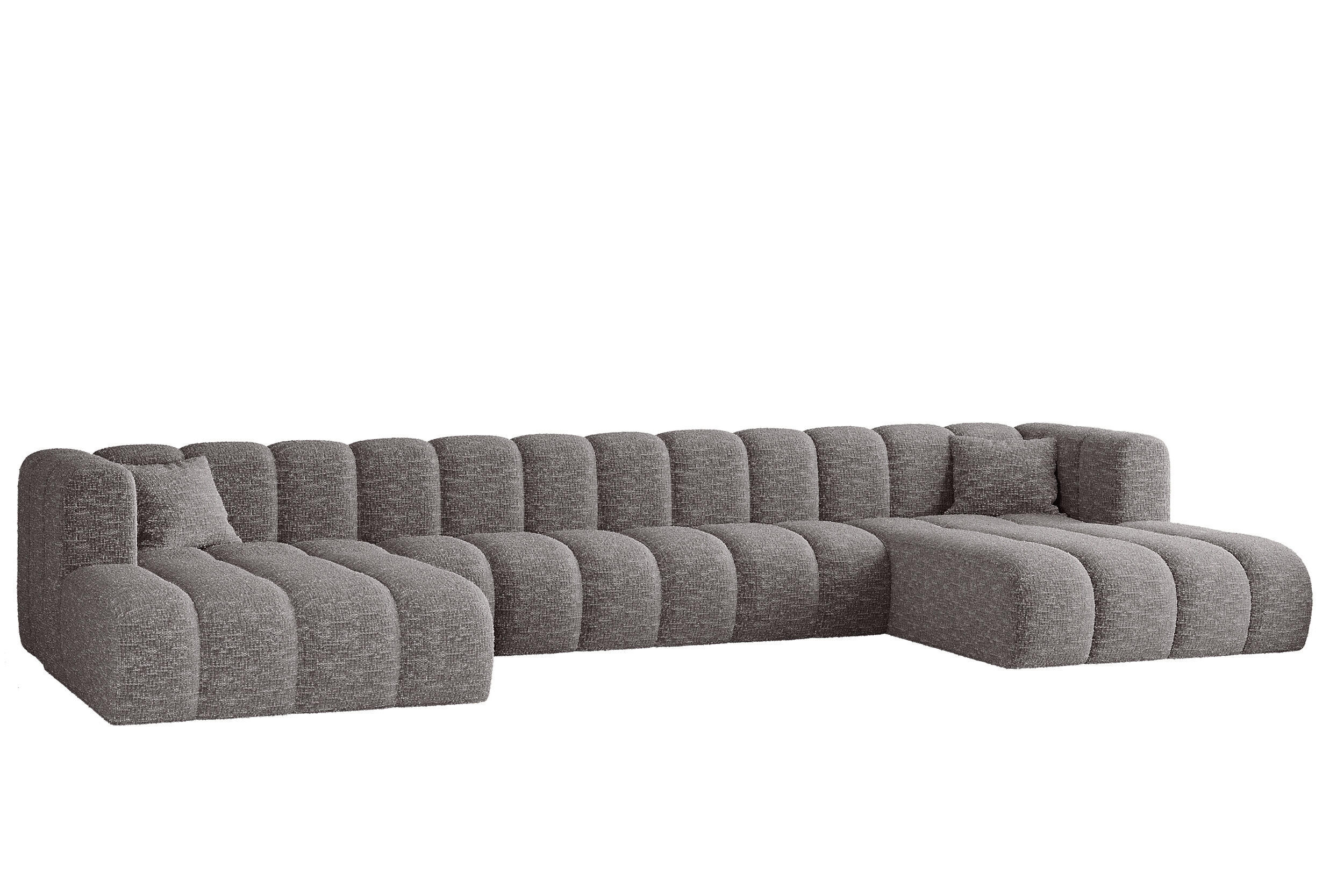 ECKSOFA U-form Grand U XL Stoff Haga Grau - Grau, Holz (179/408cm) - Kaiser Möbel