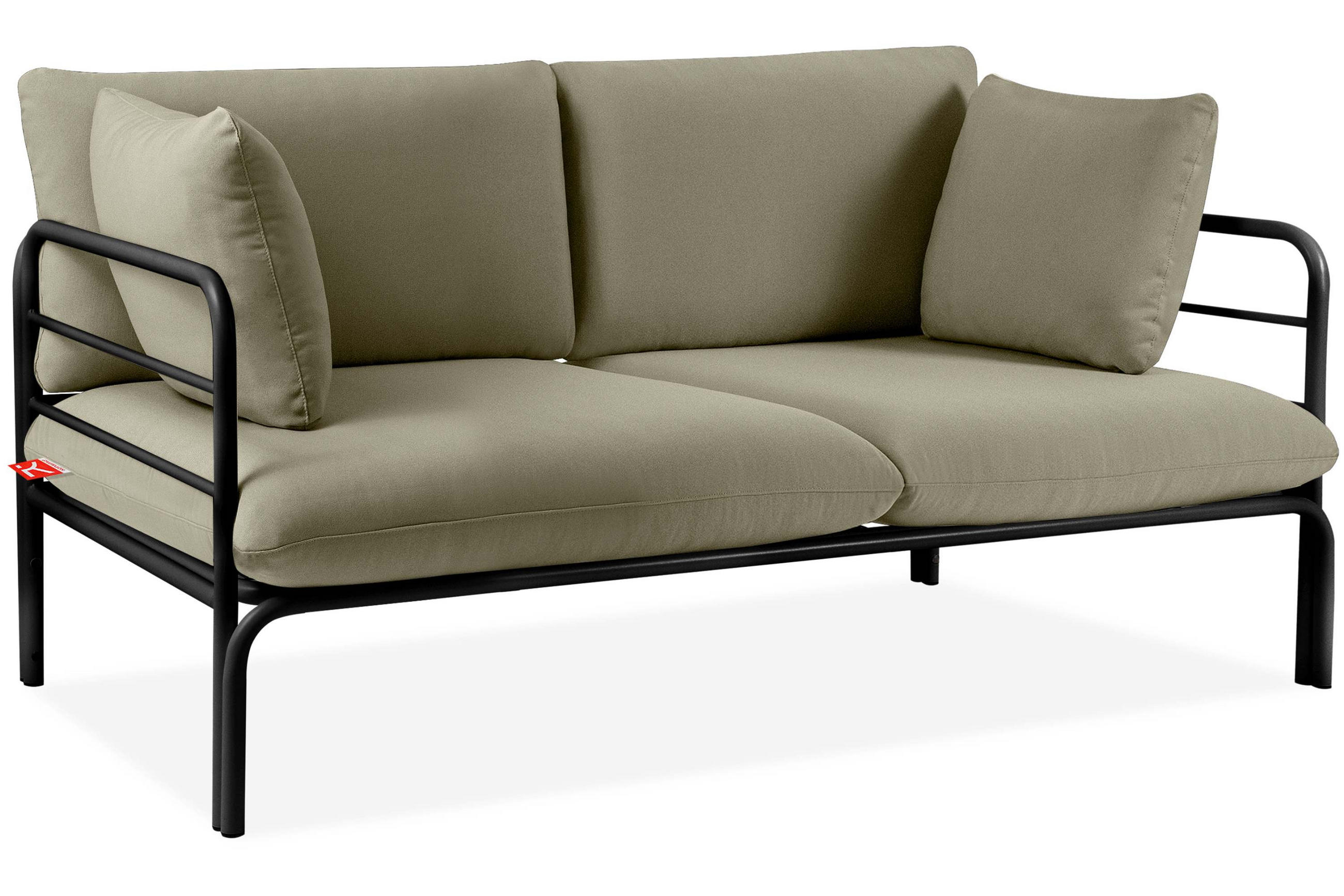 GARTENSOFA RAMBE 2-Personen mit Kissen, Anthrazit/Beige - Dunkelgrau/Beige, Textil/Metall (150/80/80cm) - KONSIMO®