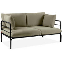 GARTENSOFA RAMBE 2-Personen mit Kissen, Anthrazit/Beige - Dunkelgrau/Beige, Textil/Metall (150/80/80cm) - KONSIMO®