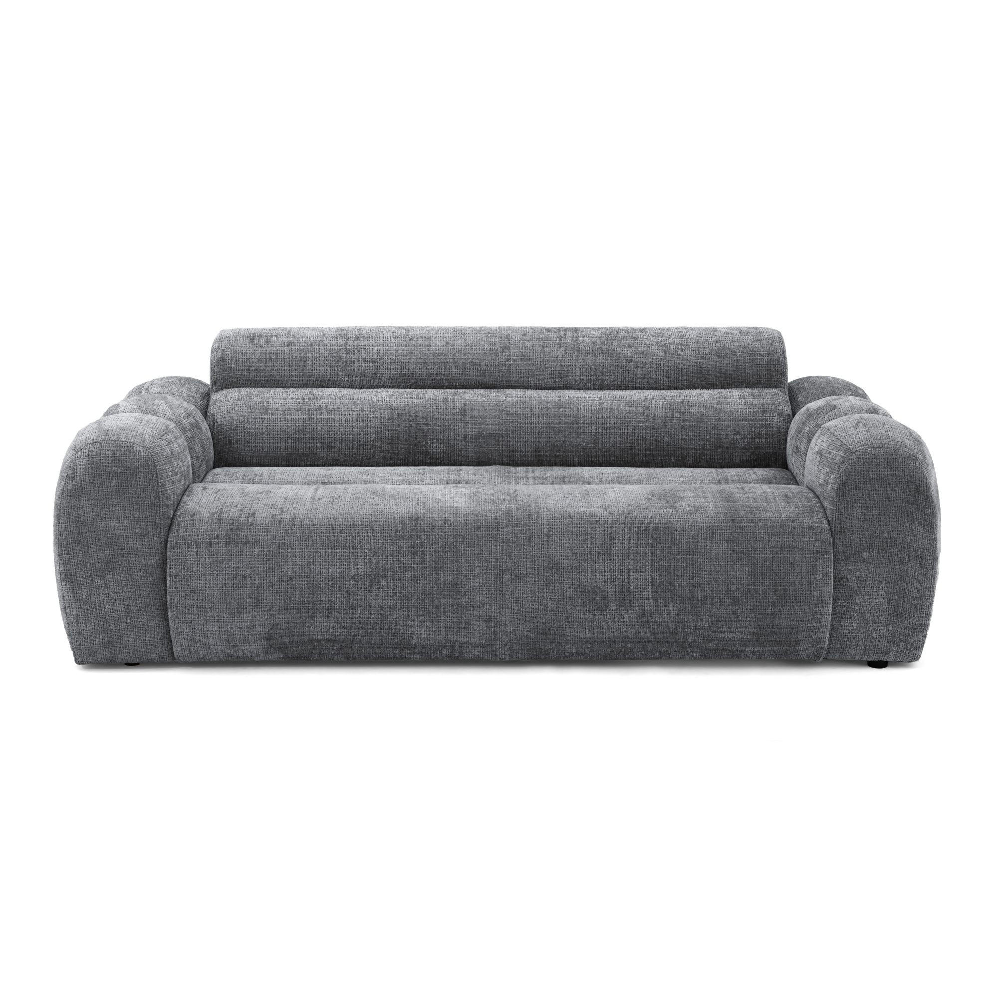 2-SITZER modulares Sofa VEER, Breite 213 cm Chenille Webstoff Dunkelgrau - Dunkelgrau/Schwarz, Holz/Kunststoff (213/75/95cm) - Muffo