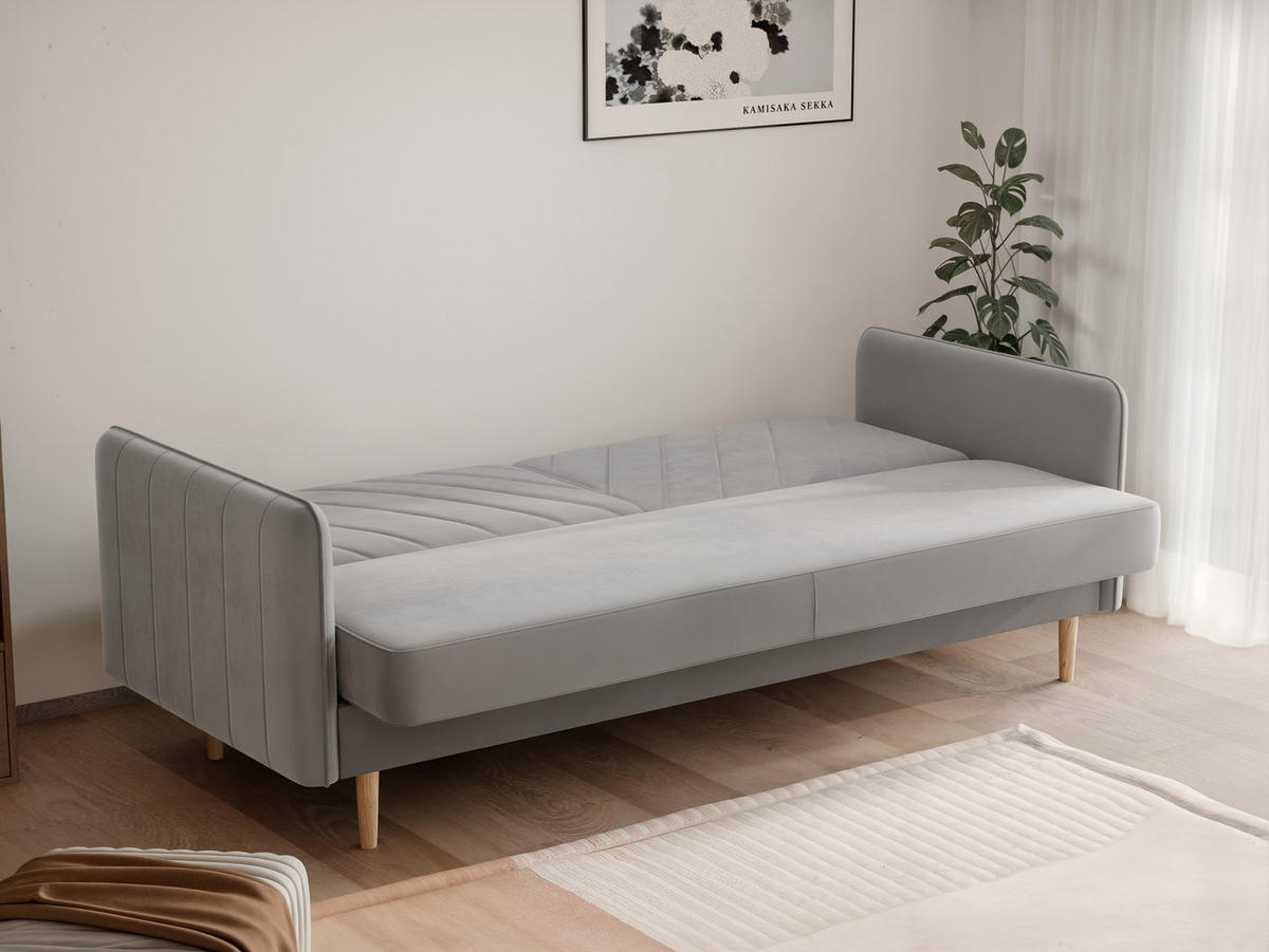 SCHLAFSOFA COLETTE mit Bettkasten Hellgrau - Hellgrau, Holzwerkstoff/Kunststoff (200/85/90cm) - Idohome