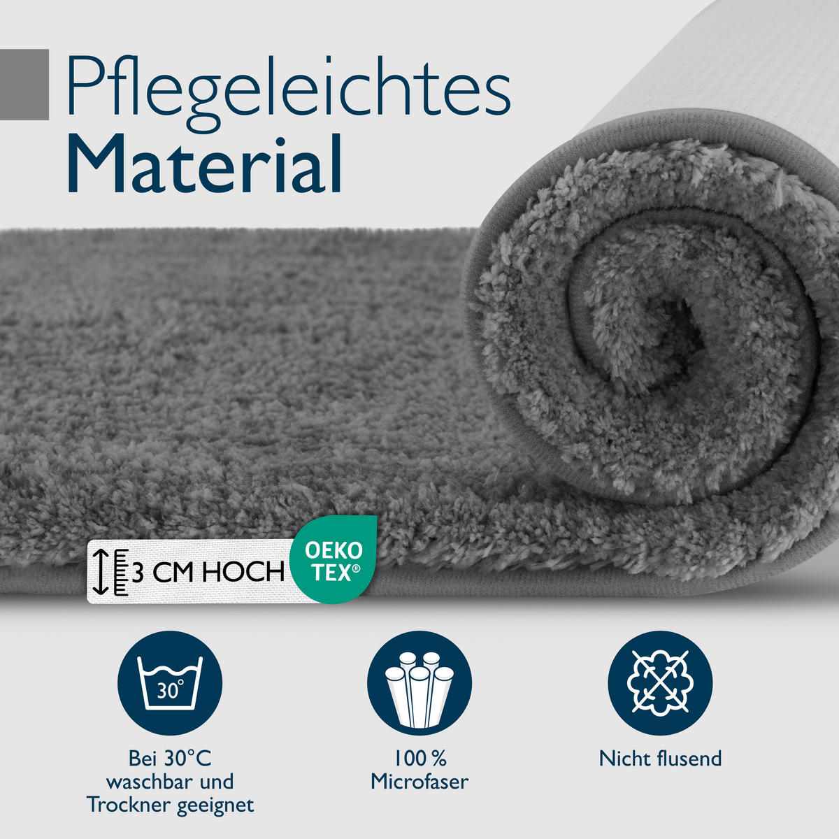 VORLEGER MATTE BeauMare FL 50/80cm Anthrazit - Anthrazit, Textil (50/80cm) - Beautissu 