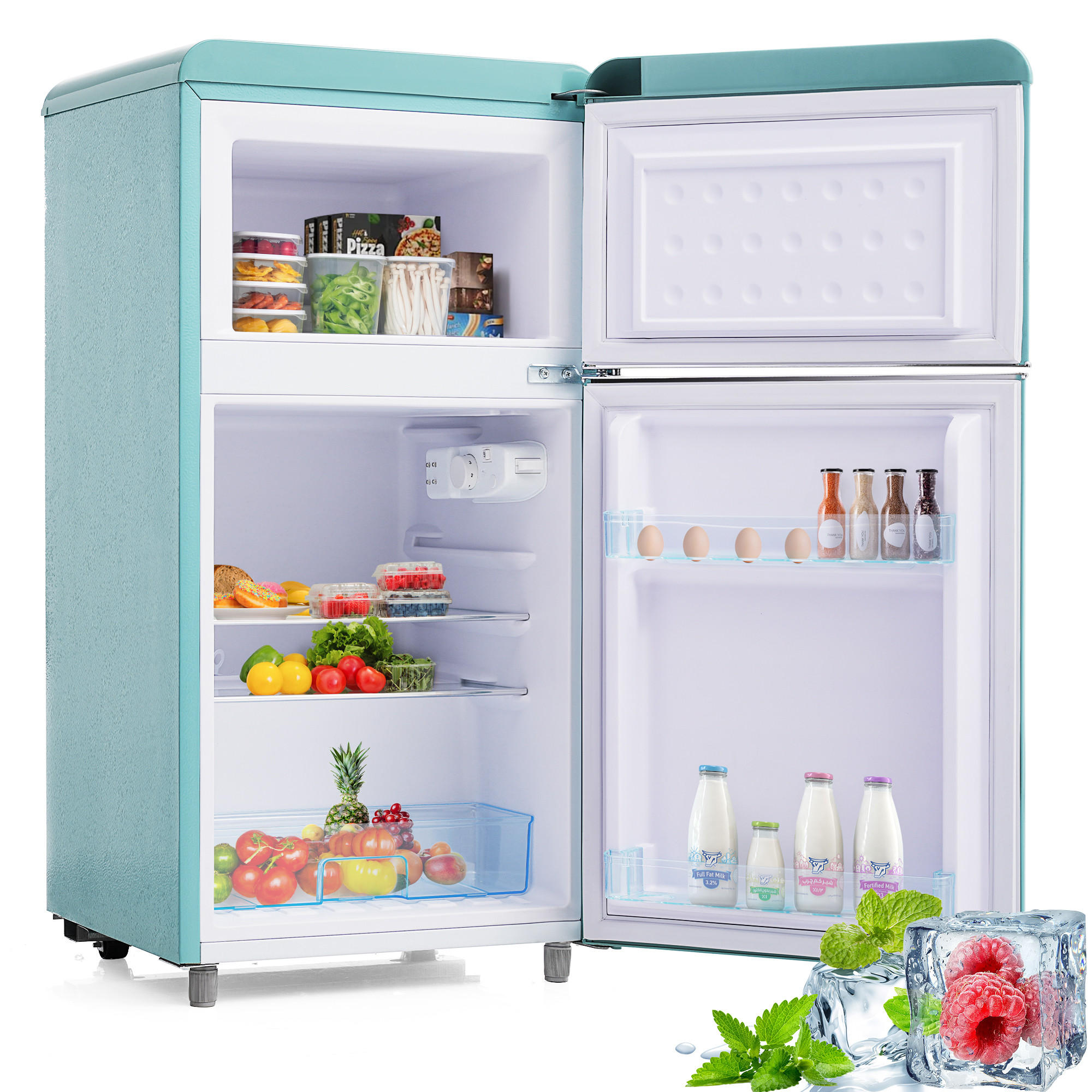 KÜHLSCHRANK 72L (45*46*91) 120 kWh/Jahr, LED-Licht Energieklasse E - Türkis, Metall (45/91/46cm)